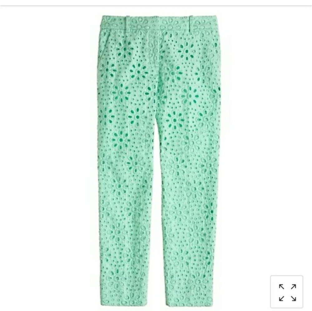J. Crew Cafe Lace Capri Mint Pants